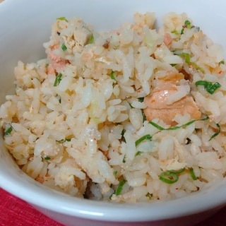 鮭缶と明太子の炊き込みご飯